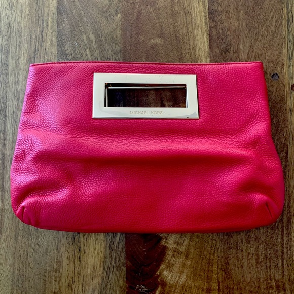 Michael Kors Handbags - Michael Kors Red Berkley Clutch